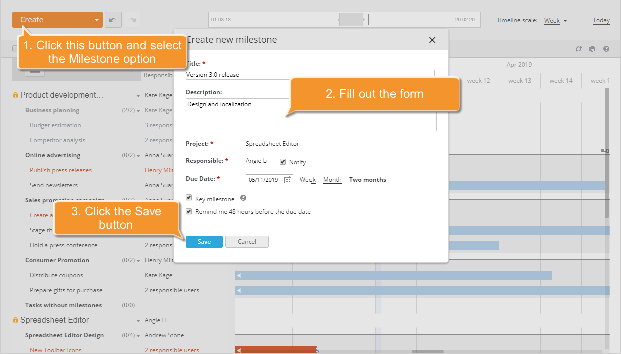 How to manage your project using the Gantt chart? Step 4