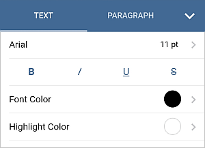 Text settings