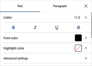 Text settings