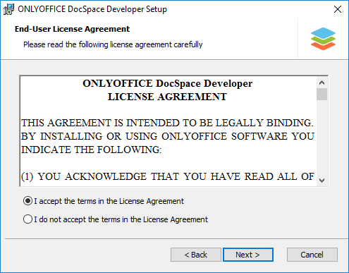 How to deploy ONLYOFFICE DocSpace Developer for Windows on a local server? Step 2