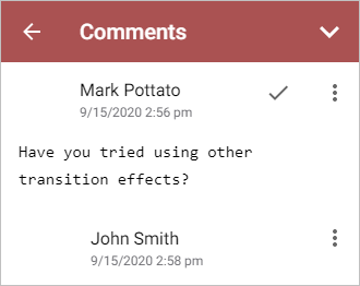 Comments panel