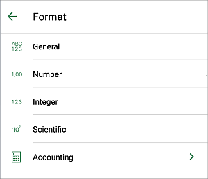 Format panel