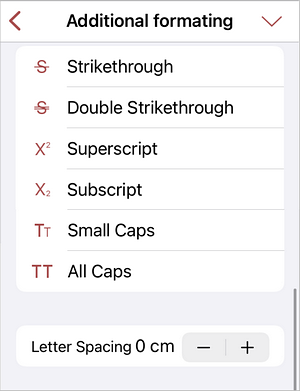 Text additional settings
