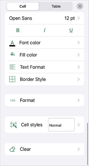 Text settings