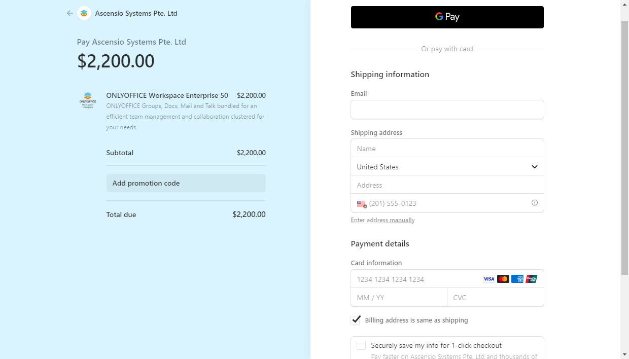 2Checkout payment page