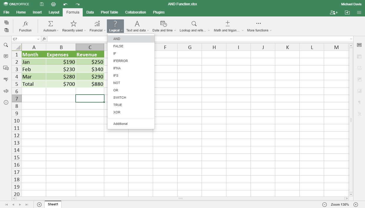 if and excel Step 1