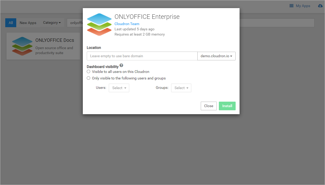 Configure ONLYOFFICE Enterprise in Cloudron