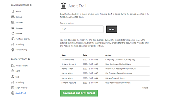 Receiving audit trail data